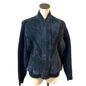 Sears Women’s Vintage Genuine Suede & Knit Mix Media Bomber Jacket size XL